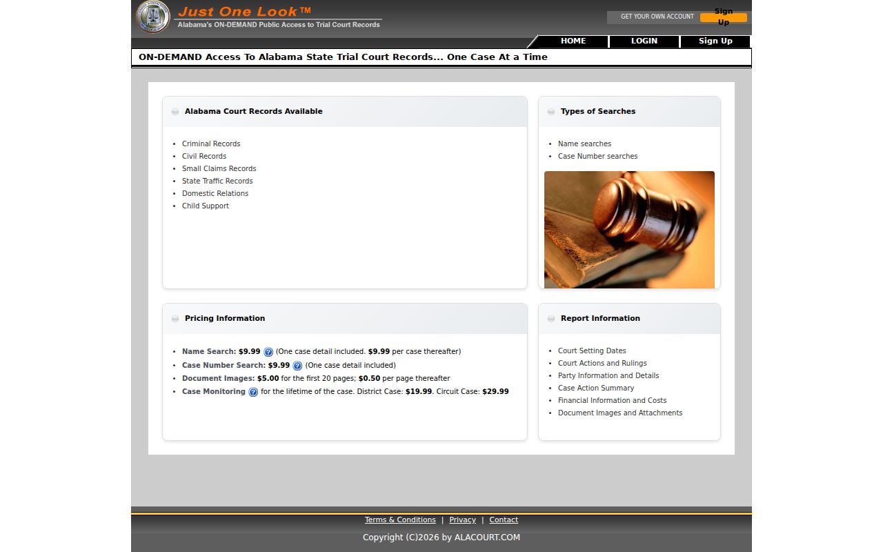 Jackson County case lookup through Alacourt Access Just One Look