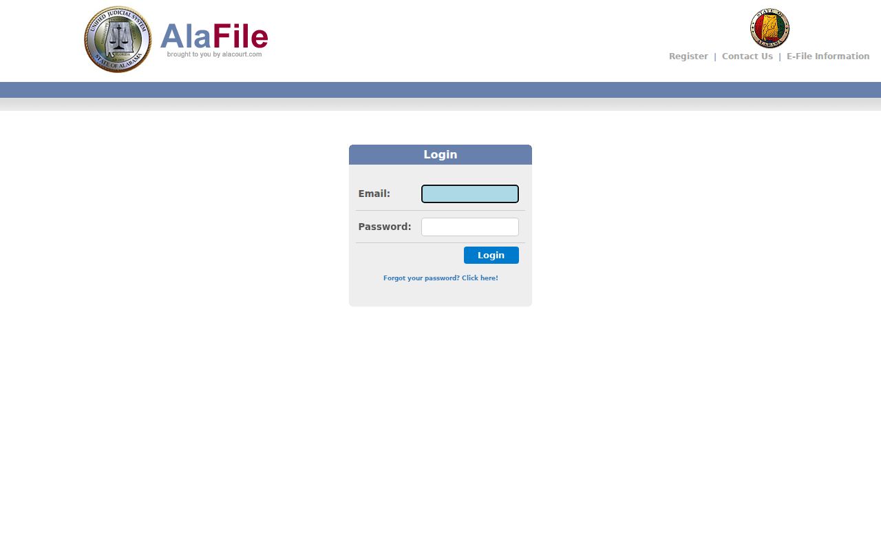 Jackson County case filing route through the AlaFile login