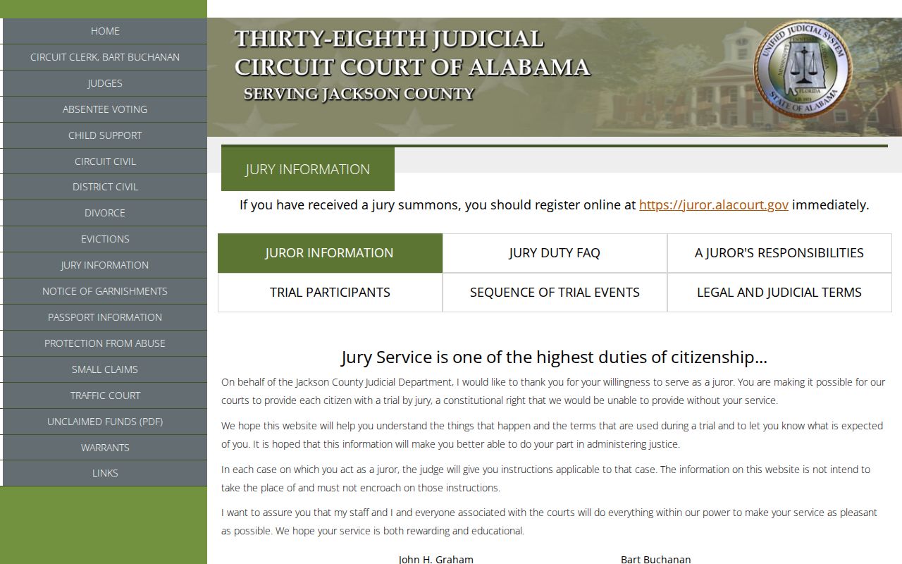 Jackson County court date jury and courthouse information
