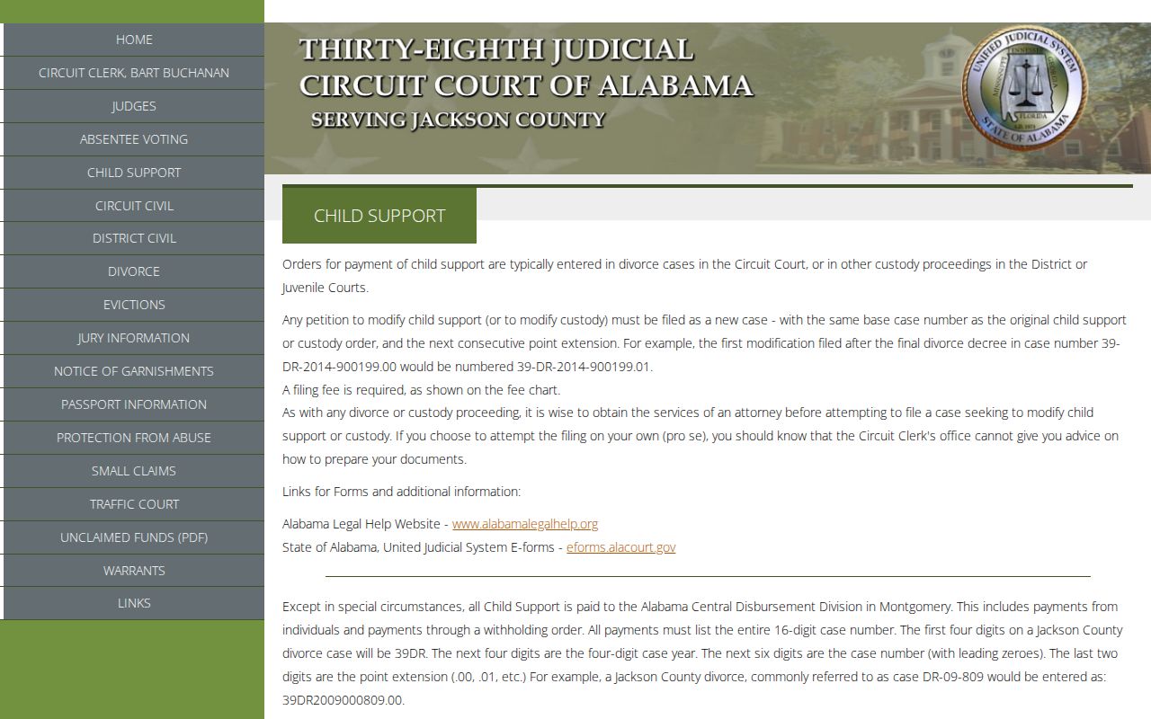 Jackson County court date Child Support Division page