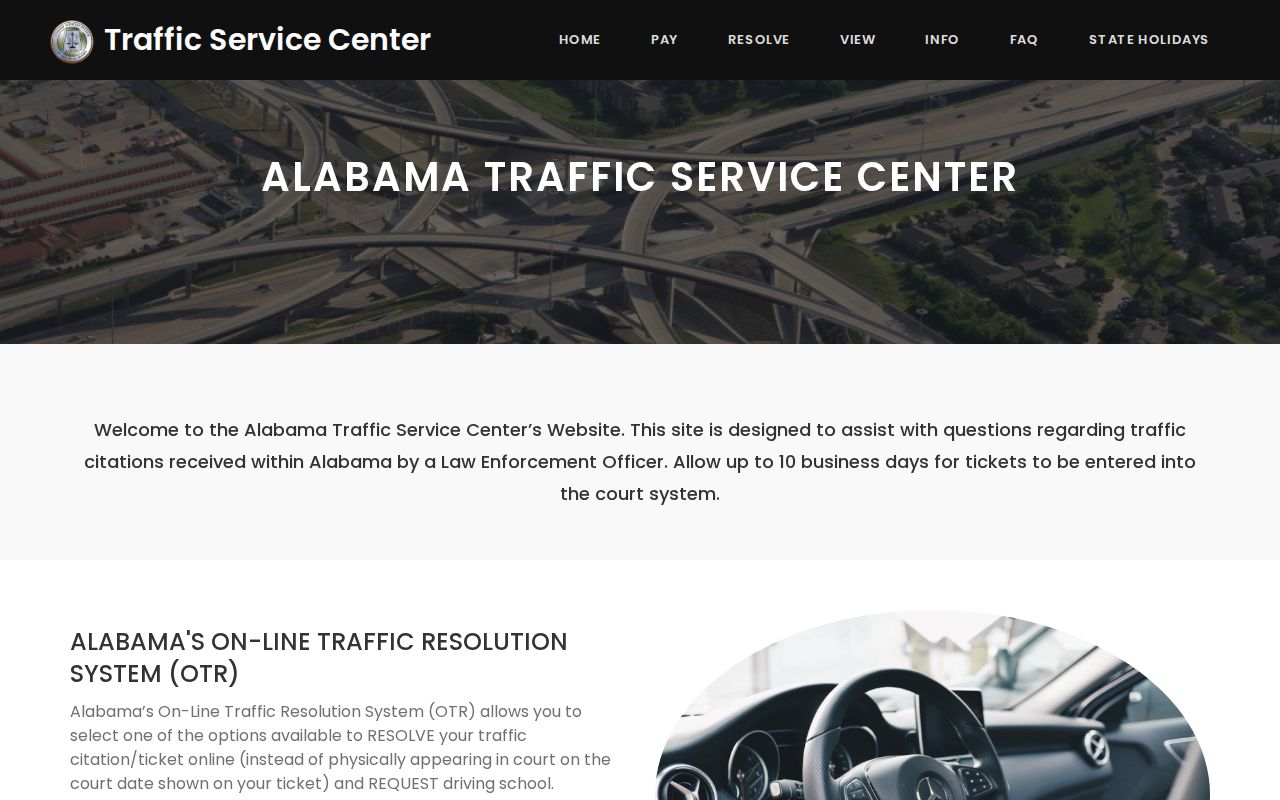 Jackson County traffic ticket search through the Alabama Traffic Service Center